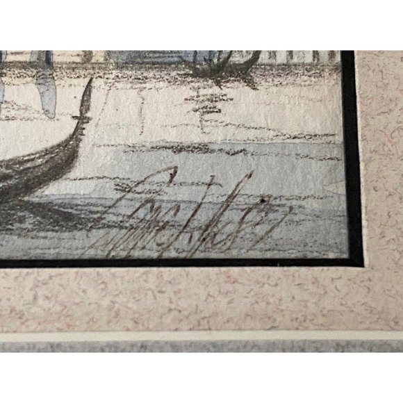 Santa Maria della Salute Venice Lithograph ? Signed Dated in Back Framed Vintage - Picture 3 of 16